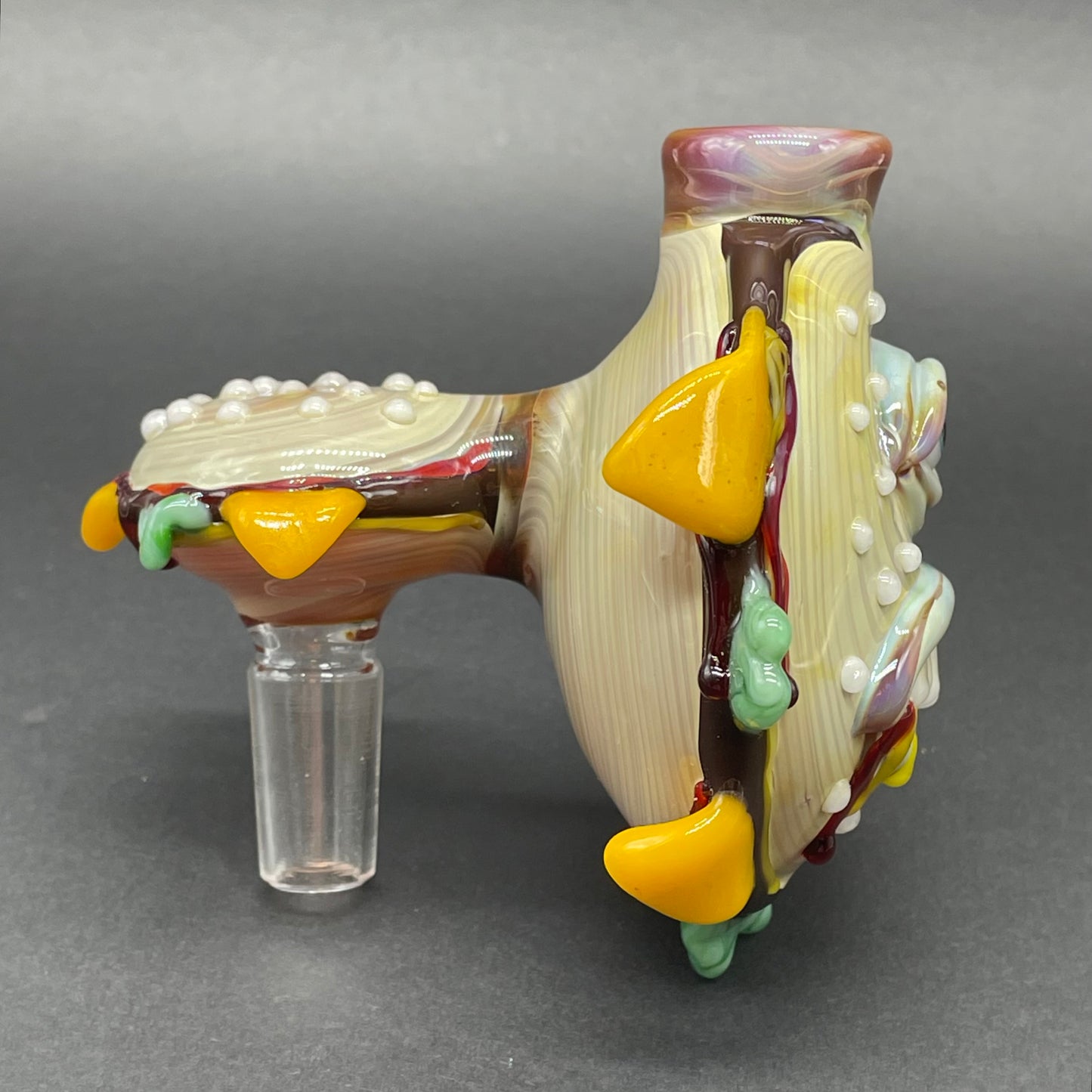 Hand-blown Cheeseburger in paradise ash catch - Leviathan Glass original