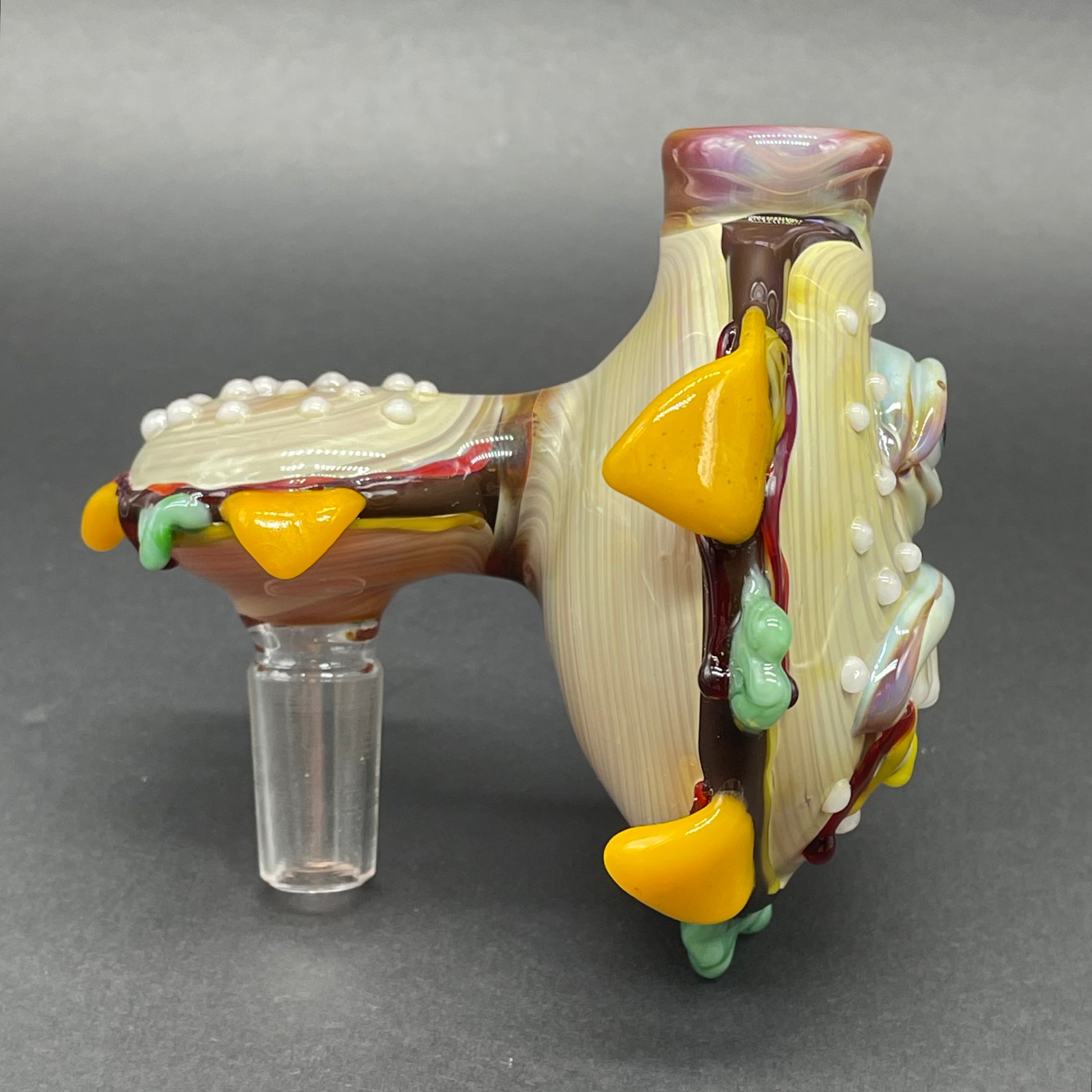 Hand-blown Cheeseburger in paradise ash catch - Leviathan Glass original