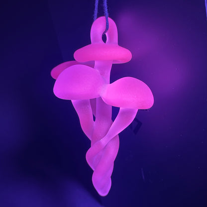 Hand-blown Blacklight mushroom pendant - Leviathan Glass original