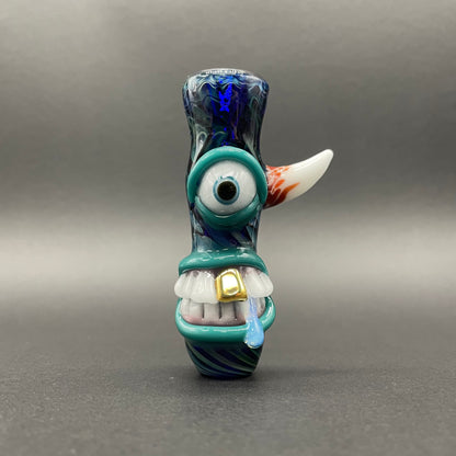 Hand-blown glass Gold fumed cyclops Chillum by Leviathan Glass