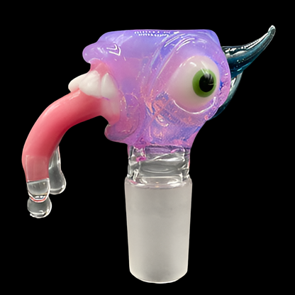 Hand-blown glass 18mm Pink Slime Drooling Tongue Slide by Leviathan Glass