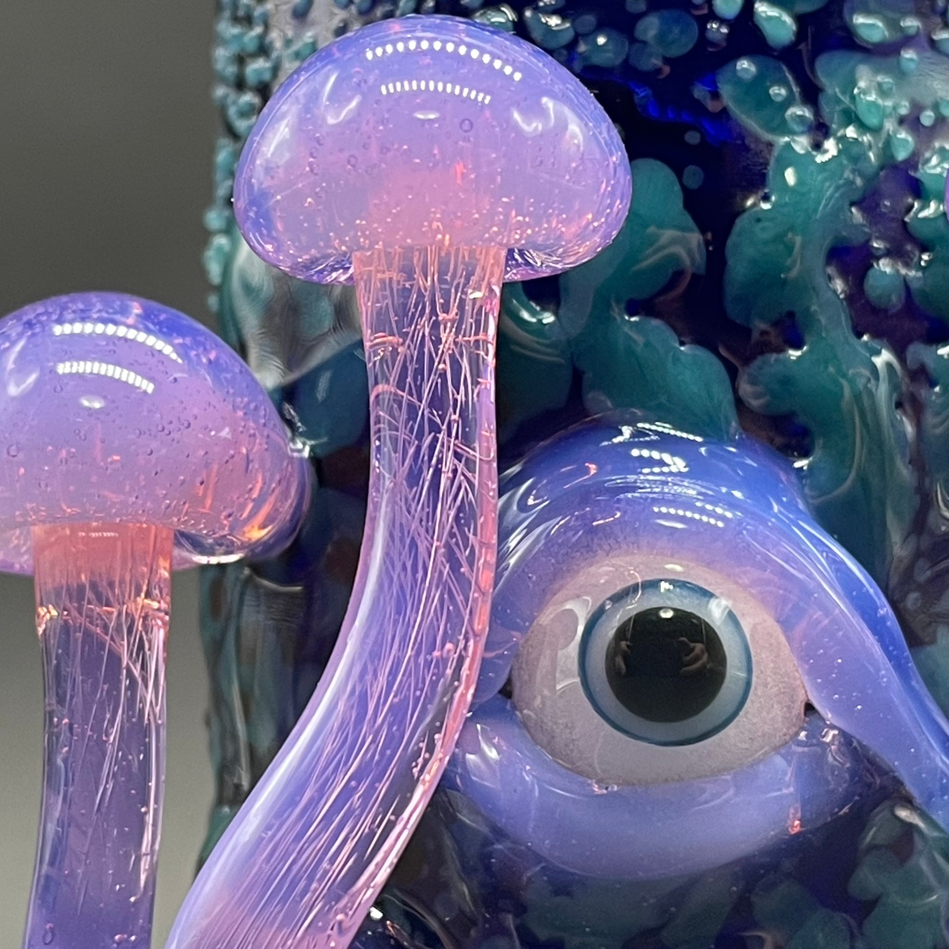 Pink Slime Mushroom Shot Glass craftsmanship - artisan glass work