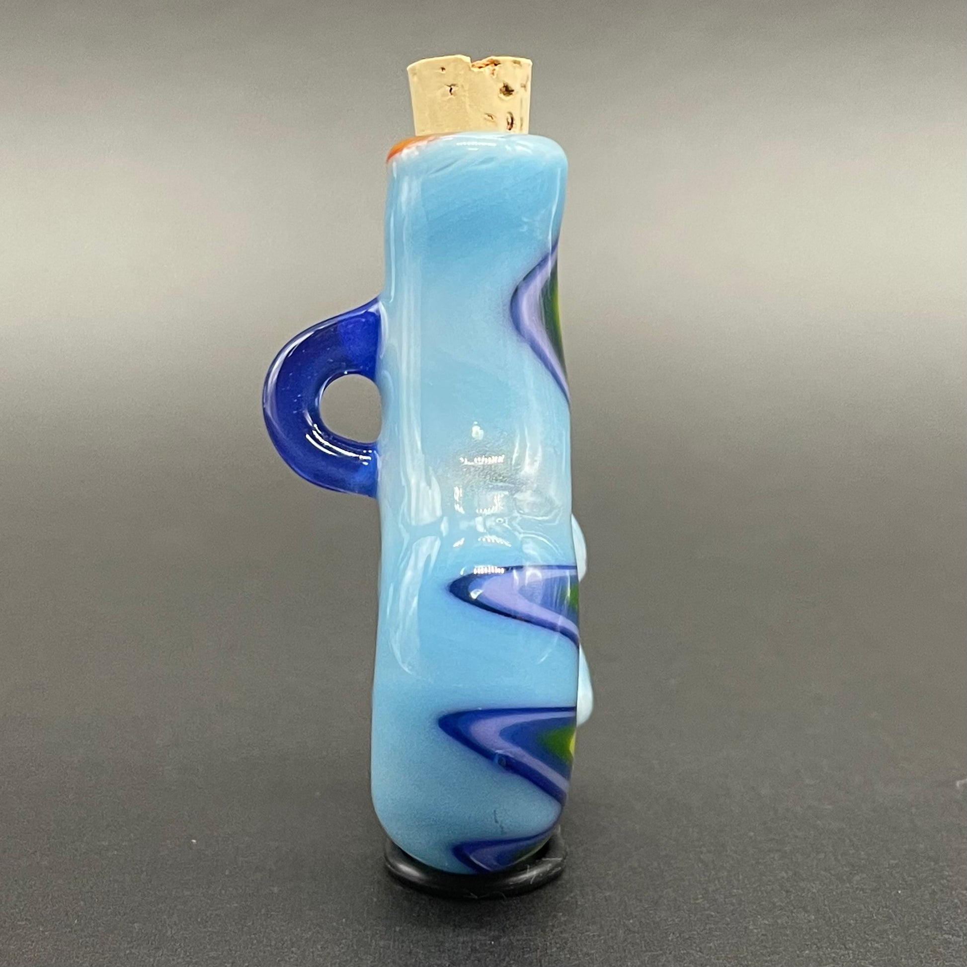 Hand-blown Rainbow cork bottle pendant - Leviathan Glass original