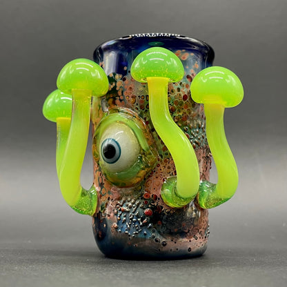 Green slime mushroom shot glass glass art - premium handcrafted piece