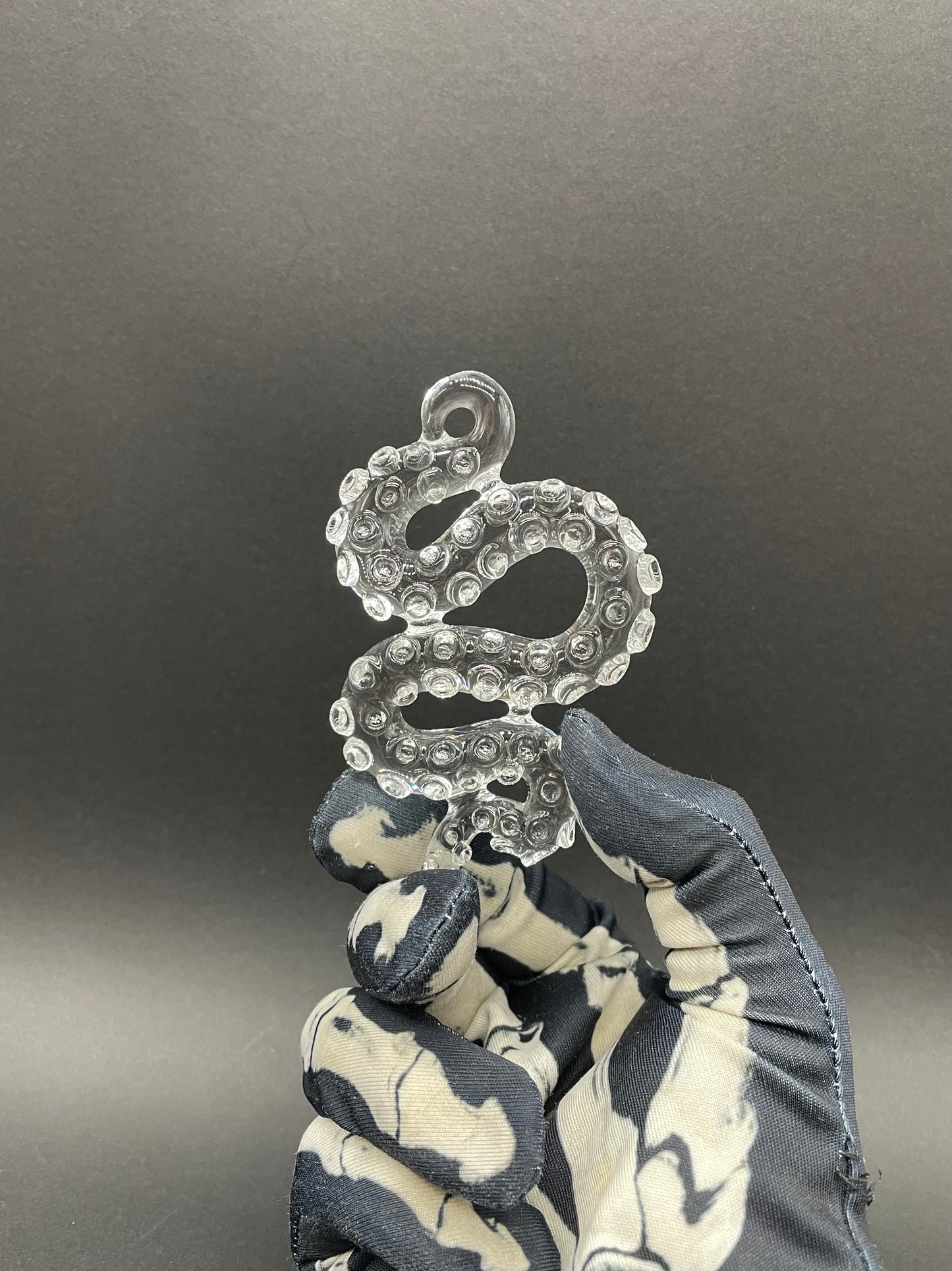 Hand-blown 3 clear tentacle ornaments - Leviathan Glass original