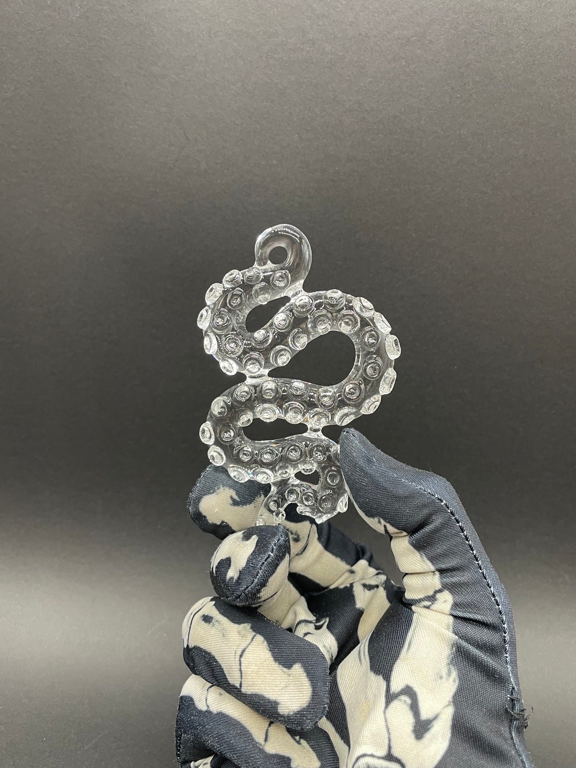 Hand-blown 3 clear tentacle ornaments - Leviathan Glass original