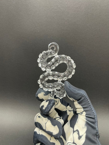 Hand-blown 3 clear tentacle ornaments - Leviathan Glass original