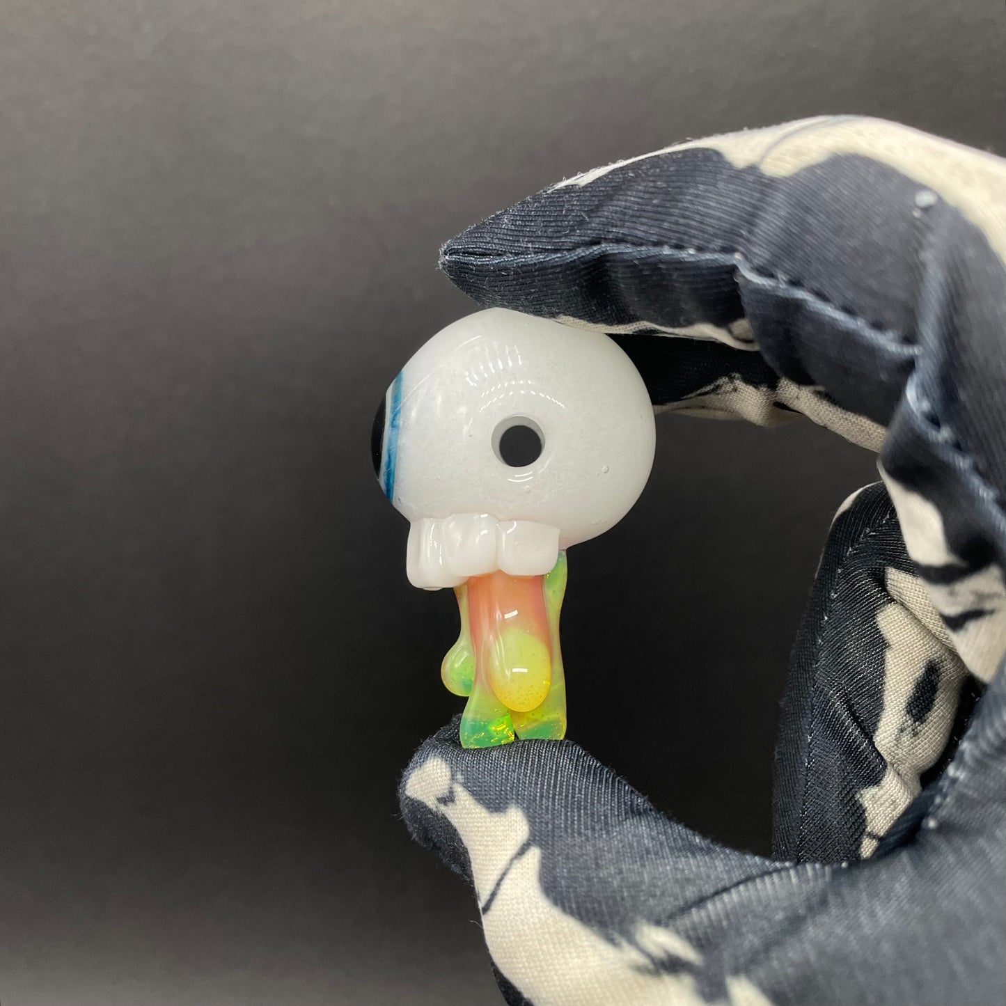 Hand-blown Glow in the dark eye pendant - Leviathan Glass original