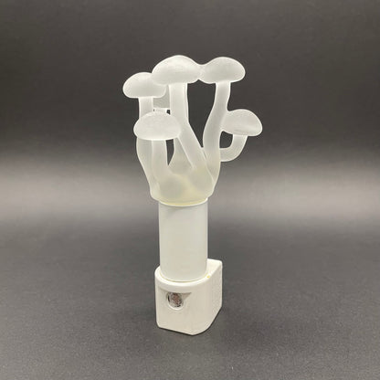 Mushroom, frosted clear glass led night light.