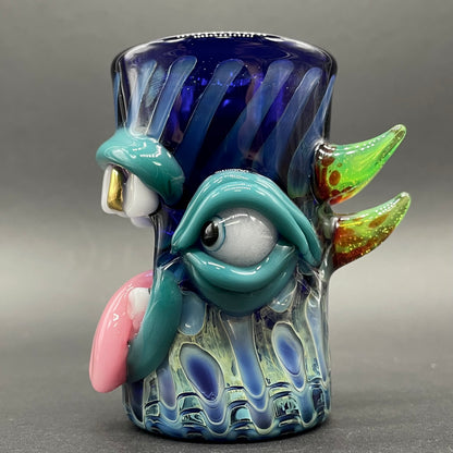 Hand-blown glass Screaming tongue shot glass by Leviathan Glass