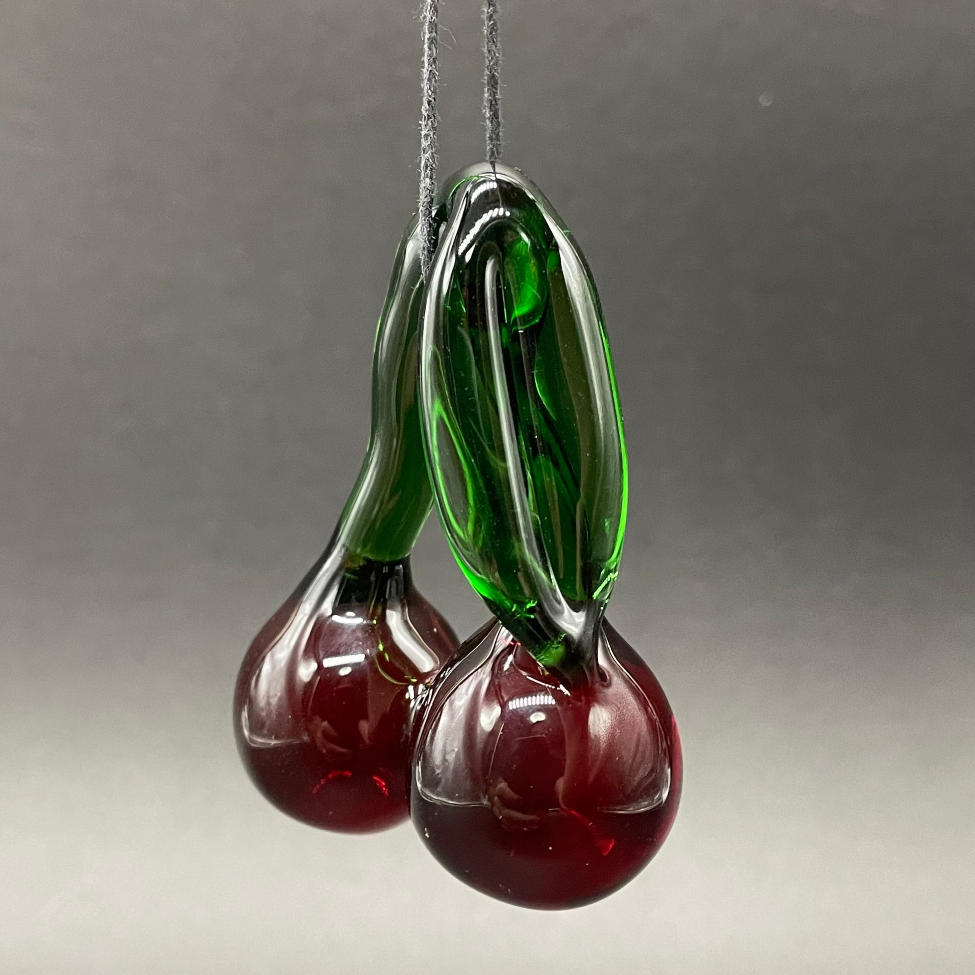 Transparent cherry pendant glass art - premium handcrafted piece