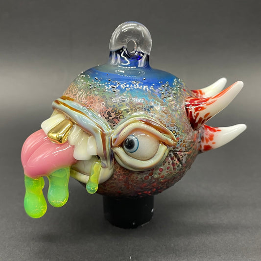 Tongue demon ornament detail view - premium glass art