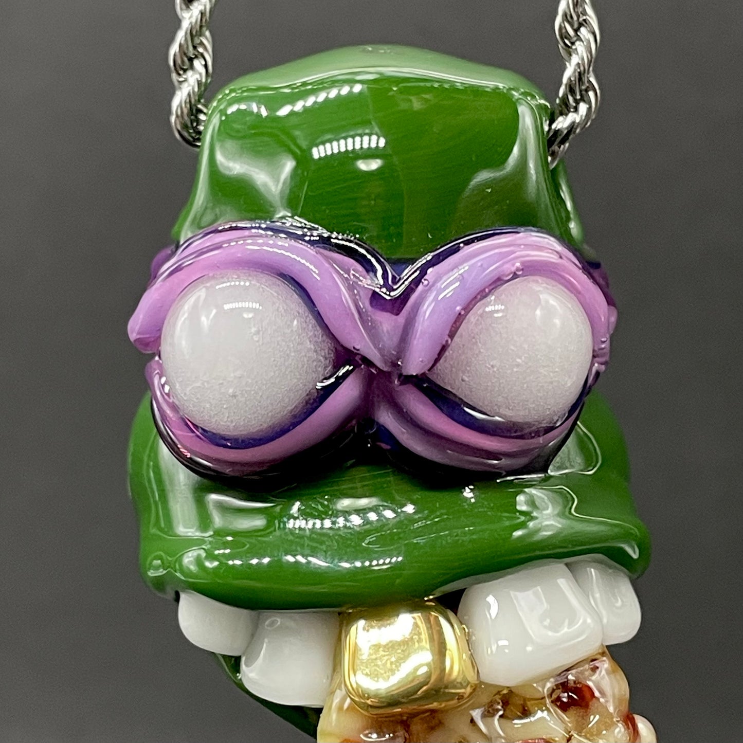 Premium Glass Donatello ninja turtle pendant - collectible glass art