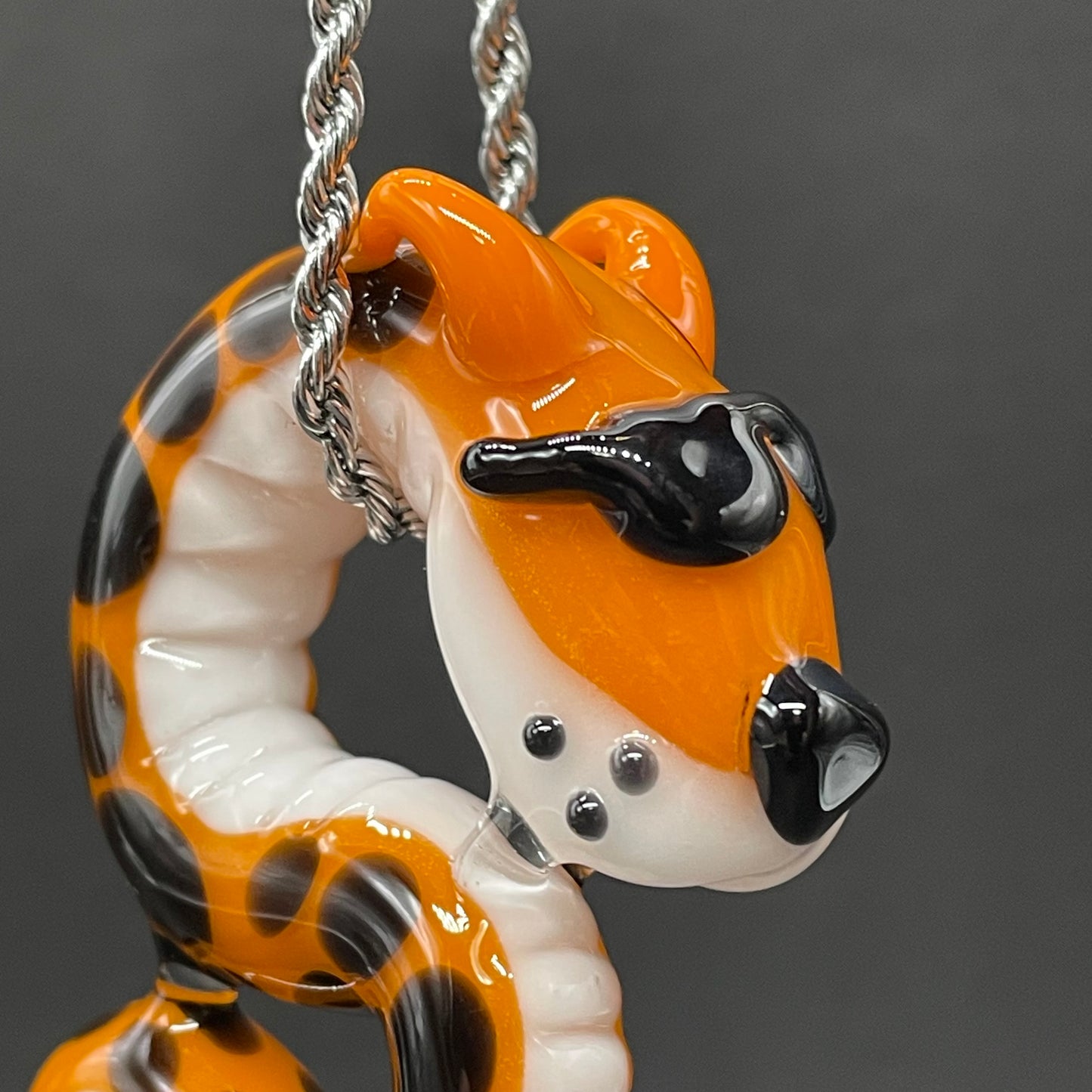 Slithering Chester Cheetah glass pendant