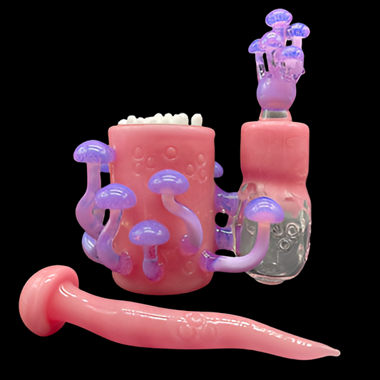 Hand-blown glass Blush Cleaning Station by Leviathan Glass