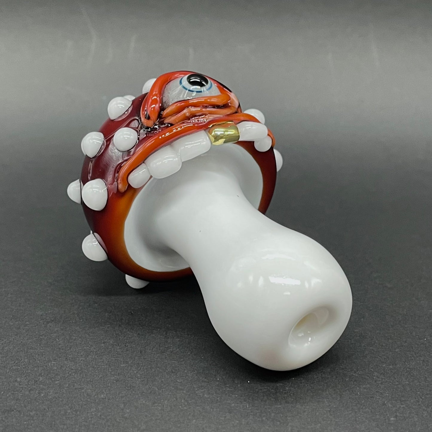 Hand-blown Cyclops mushroom ornament - Leviathan Glass original