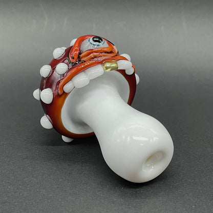 Hand-blown Cyclops mushroom ornament - Leviathan Glass original