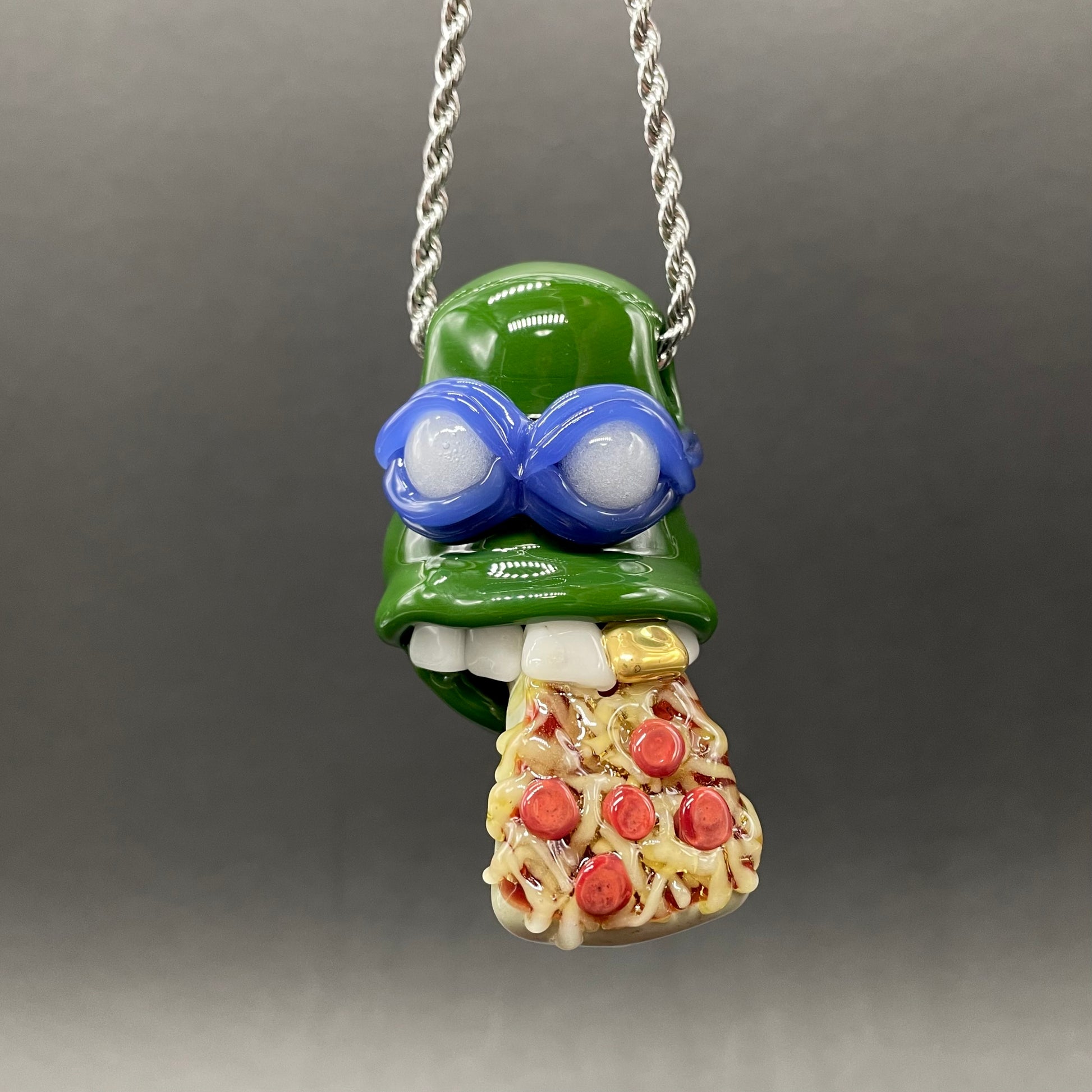 Hand-blown glass Leonardo Ninja TurtleHandblown Pendant, TMNT Inspired Collectible glass necklace by Leviathan Glass