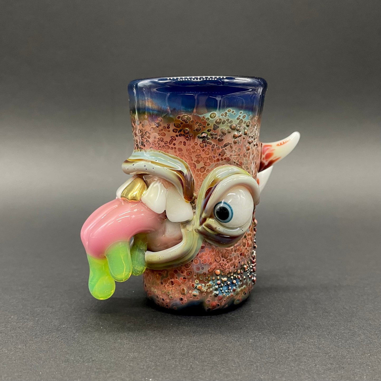 Hand-blown glass tongue demon shot glass by Leviathan Glass