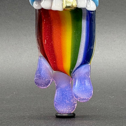 Hand-blown Drippy tongue rainbow tongue pendant - Leviathan Glass original