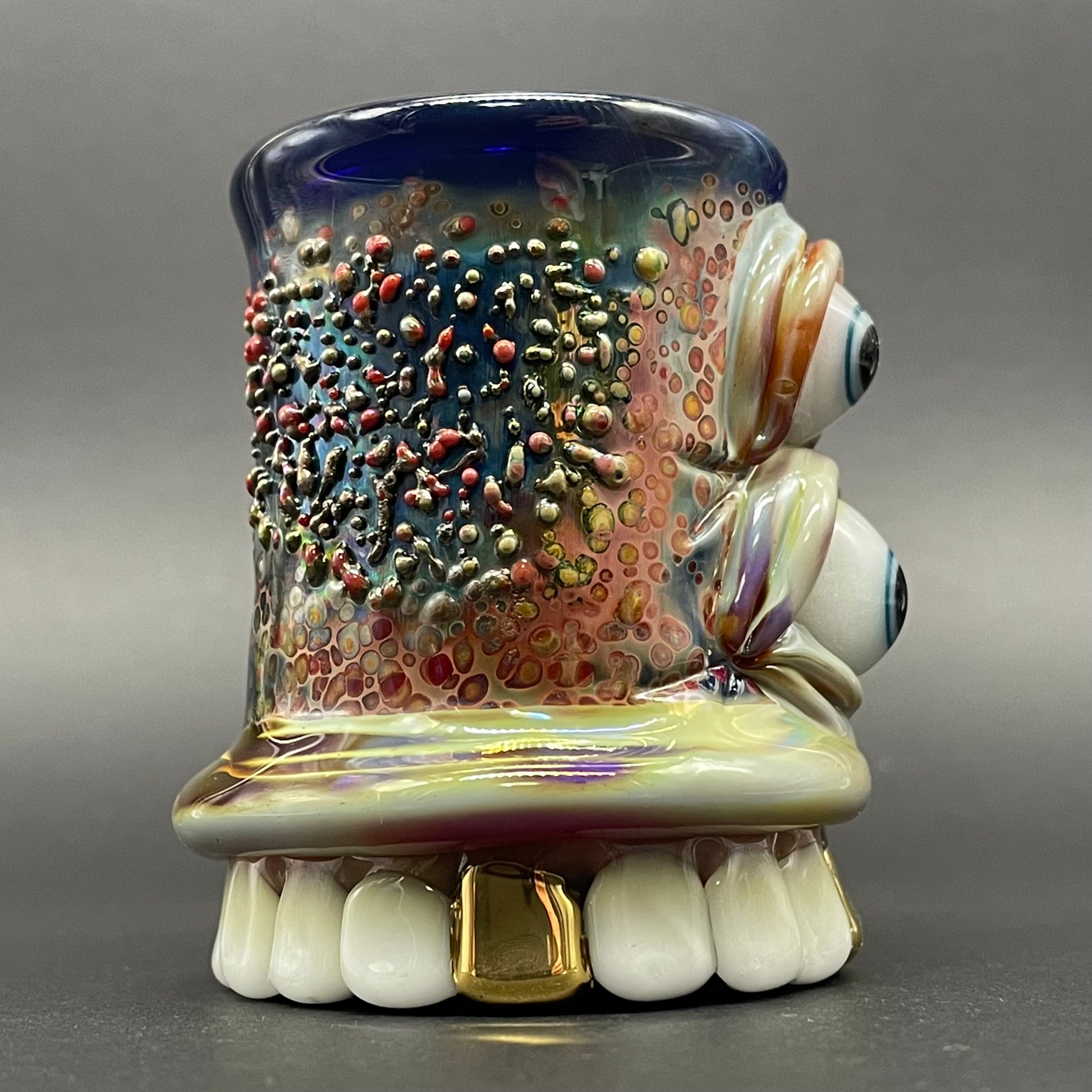 Premium chompers shot glass with a mouth full of teeth - collectible glass art