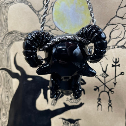 Hand-blown Black Philip pendant - Leviathan Glass original