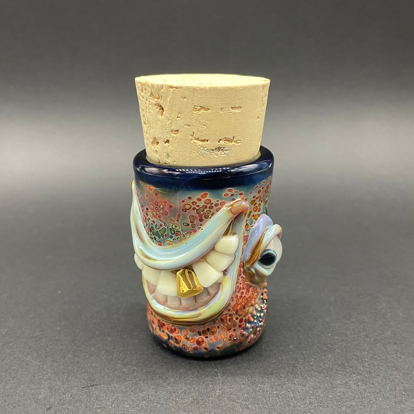 Hand-blown glass Side eye Cyclops Cork Jar by Leviathan Glass
