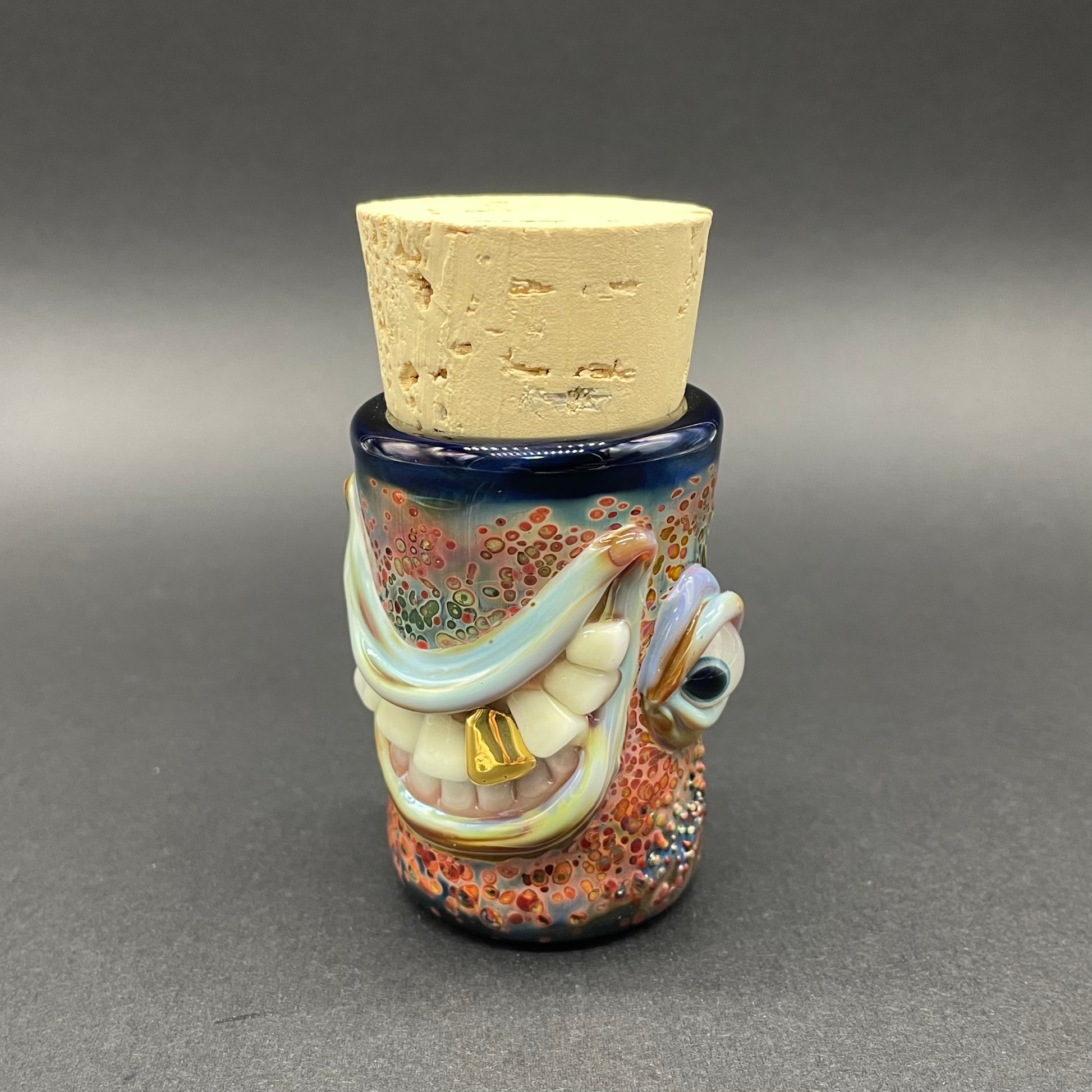 Hand-blown glass Side eye Cyclops Cork Jar by Leviathan Glass