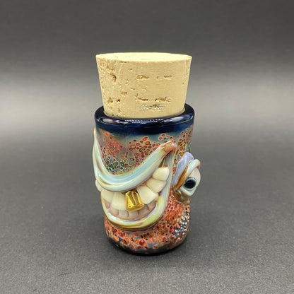 Hand-blown glass Side eye Cyclops Cork Jar by Leviathan Glass