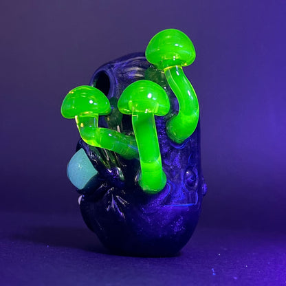 Hand-blown Screaming UV reactive mushroom monster pendant - Leviathan Glass original