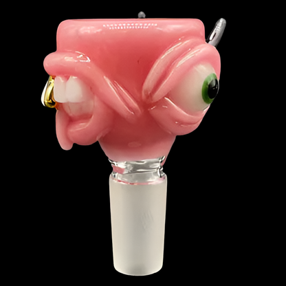 Hand-blown glass 14mm 4 hole Blush Pink Slide by Leviathan Glass