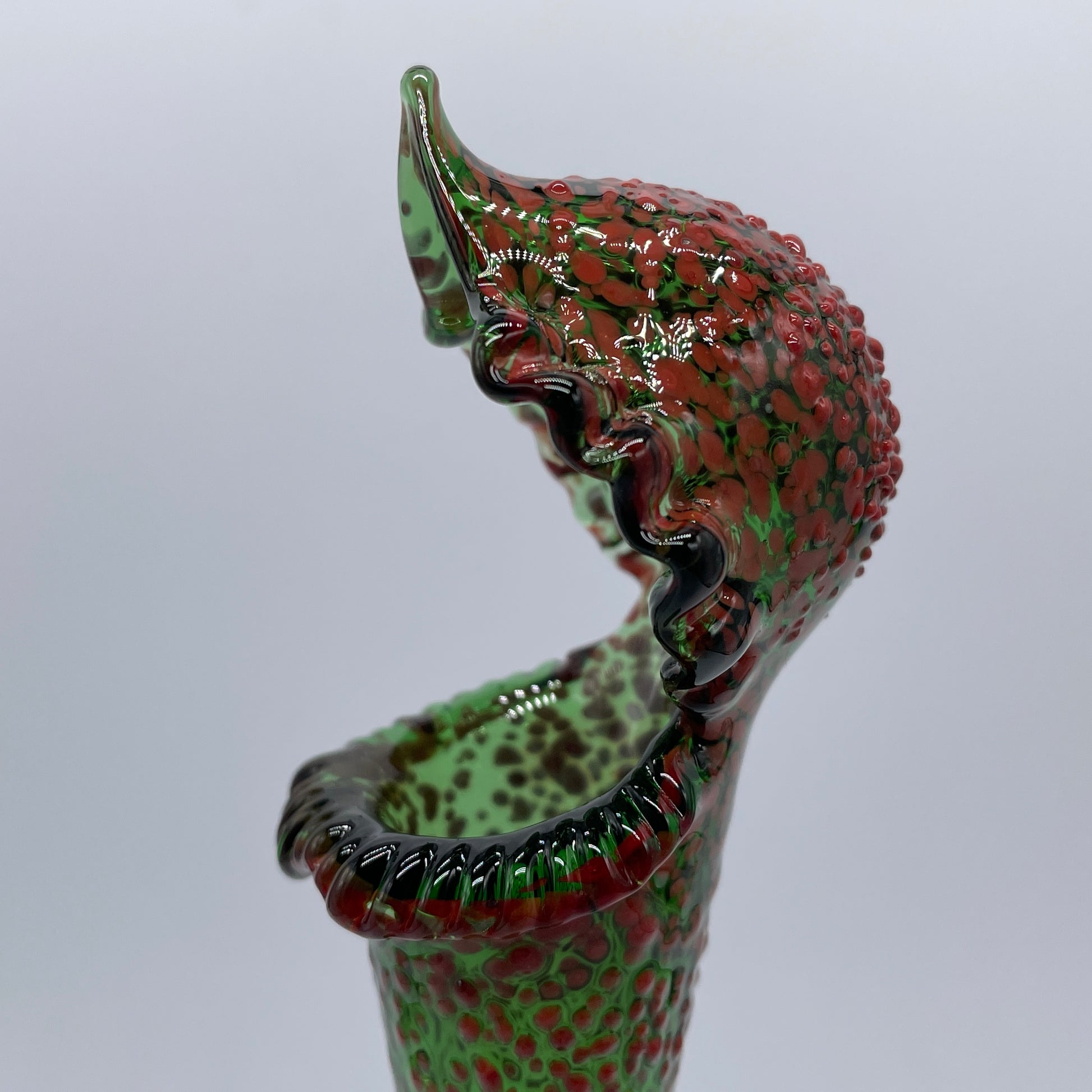 Close-up of Pitcher plant sculpture - handcrafted glass