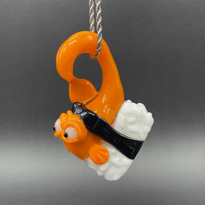 Mutant three eyed fish sushi glass pendant