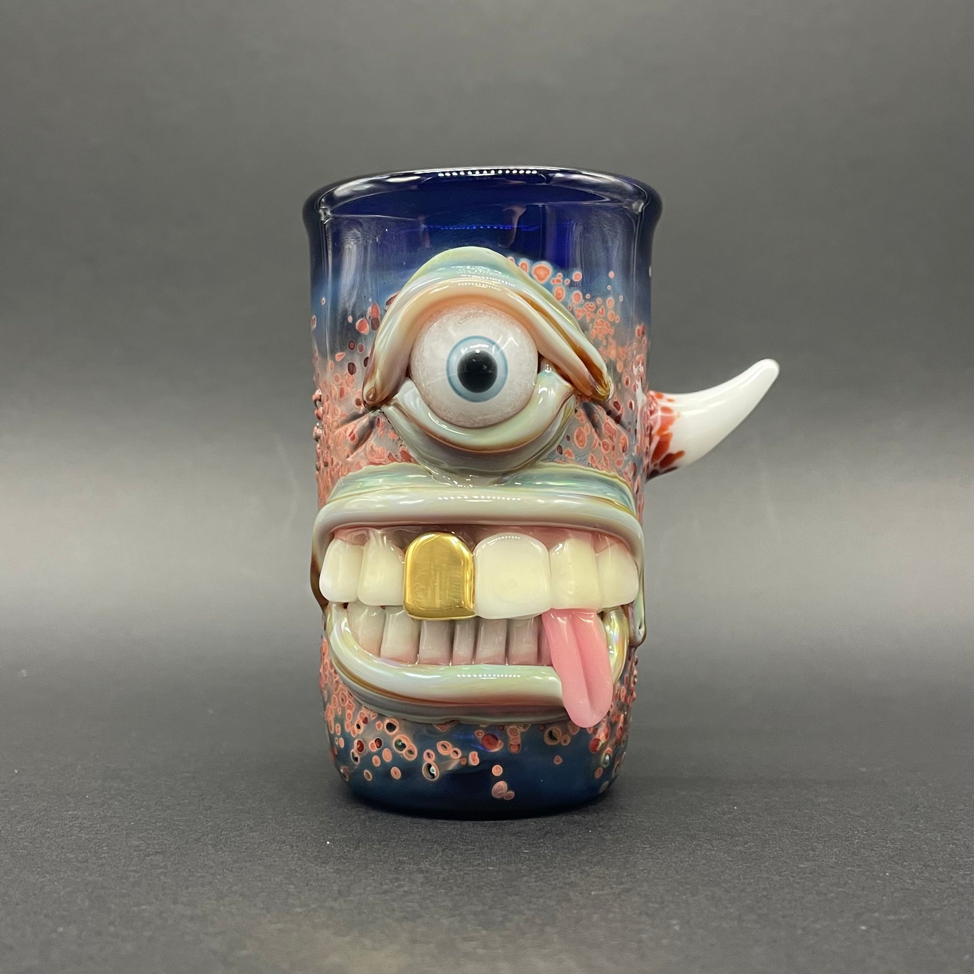 Hand-blown glass Cyclops shot glass by Leviathan Glass