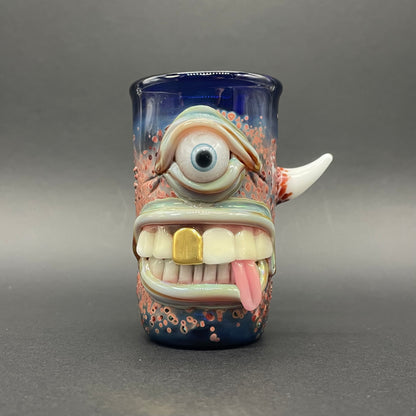 Hand-blown glass Cyclops shot glass by Leviathan Glass