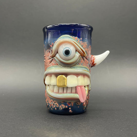 Hand-blown glass Cyclops shot glass by Leviathan Glass