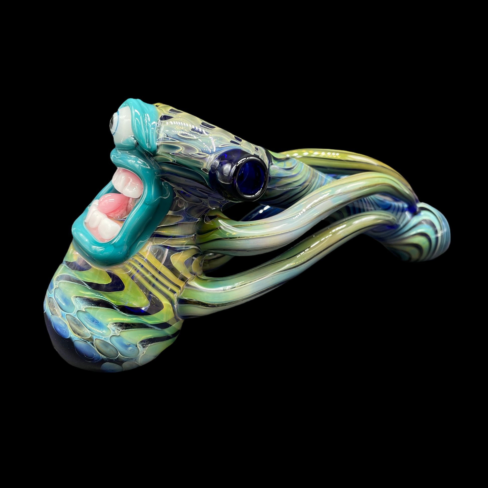 Hand-blown glass Screaming tentacle bubbler by Leviathan Glass