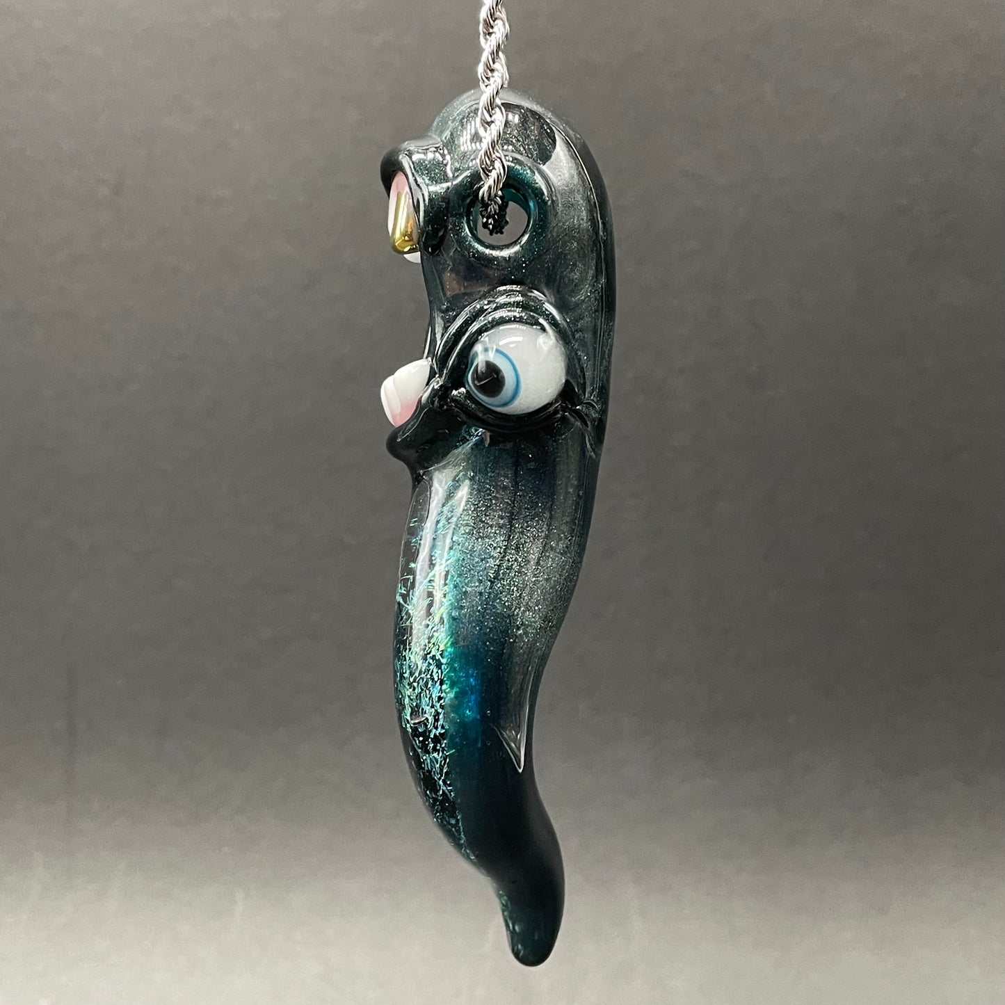 Dichroic tentacle pendant craftsmanship - artisan glass work