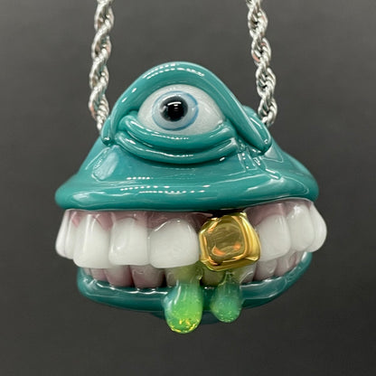 Grinning like a fool glass pendant