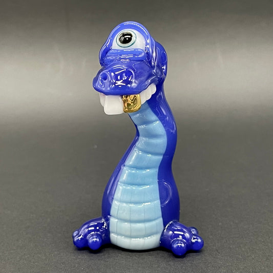 Cyclopsasarus glass pendant detail view - premium glass art
