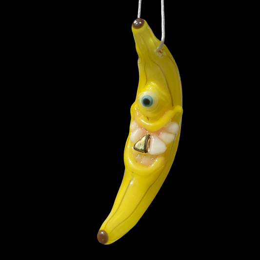 Hand-blown glass Banana pendant by Leviathan Glass
