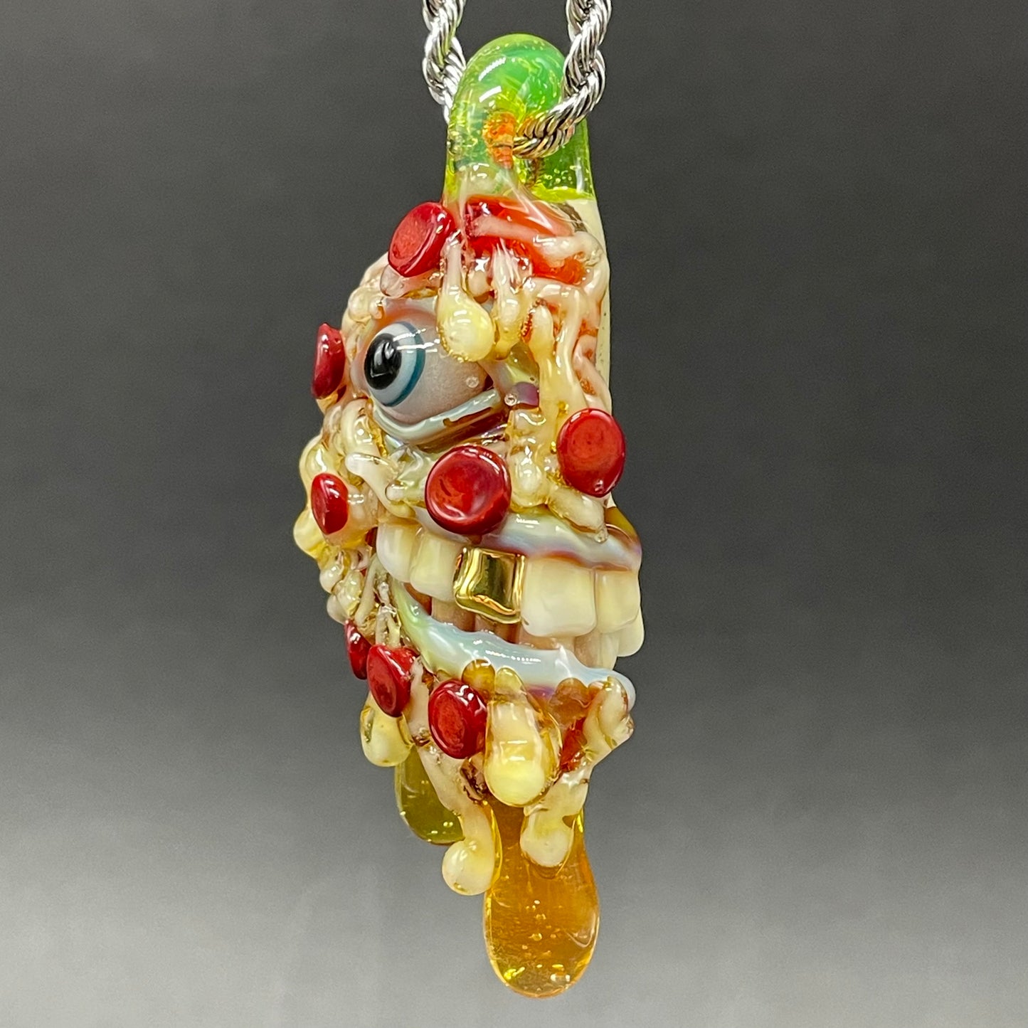 Hand-blown Two halves of one pizza friendship necklace - Leviathan Glass original