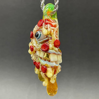 Hand-blown Two halves of one pizza friendship necklace - Leviathan Glass original
