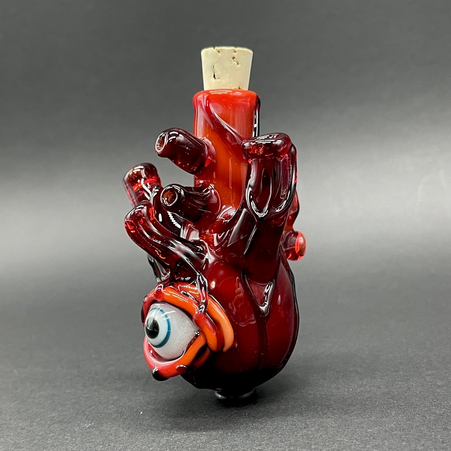 Leviathan Glass Anatomical glass heart cork jar pendant - hand-blown art