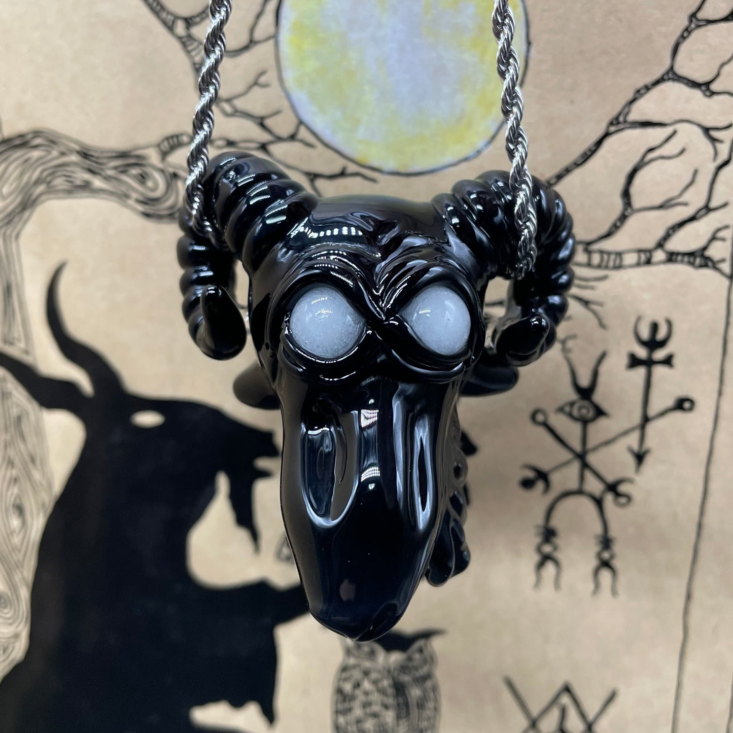 Hand-blown Black Philip pendant - Leviathan Glass original