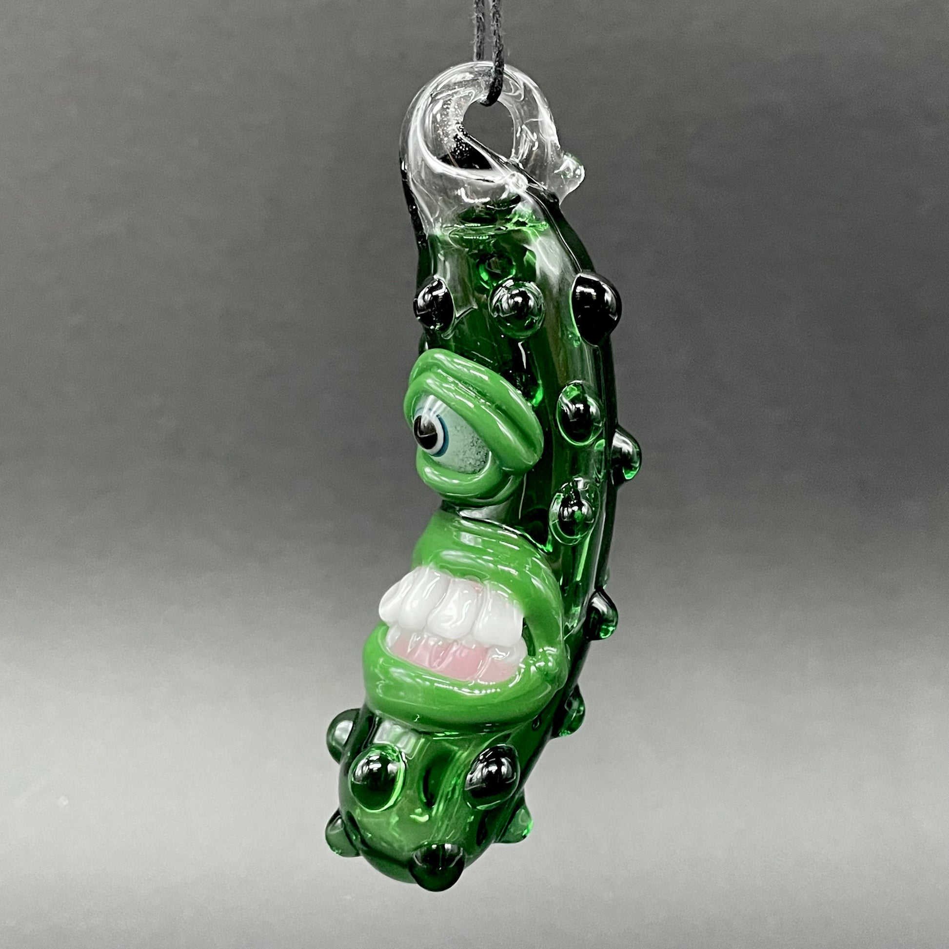 Pickle Rick detail view - premium glass art
