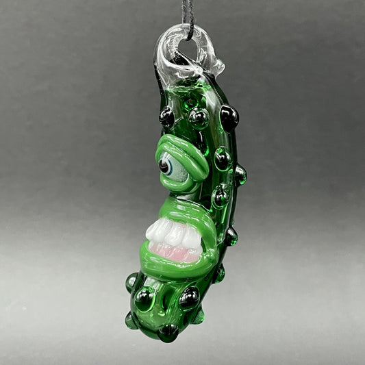 Pickle Rick detail view - premium glass art