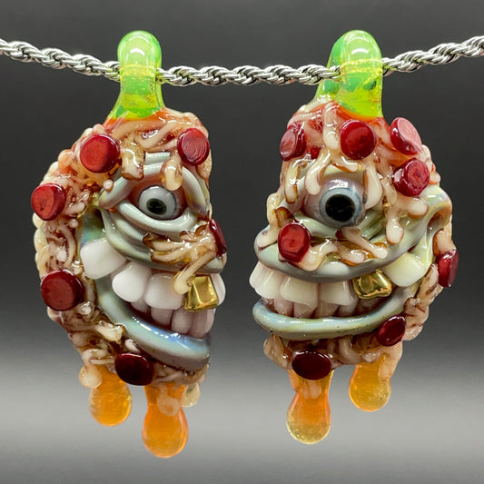 Two halves of one pizza friendship necklace