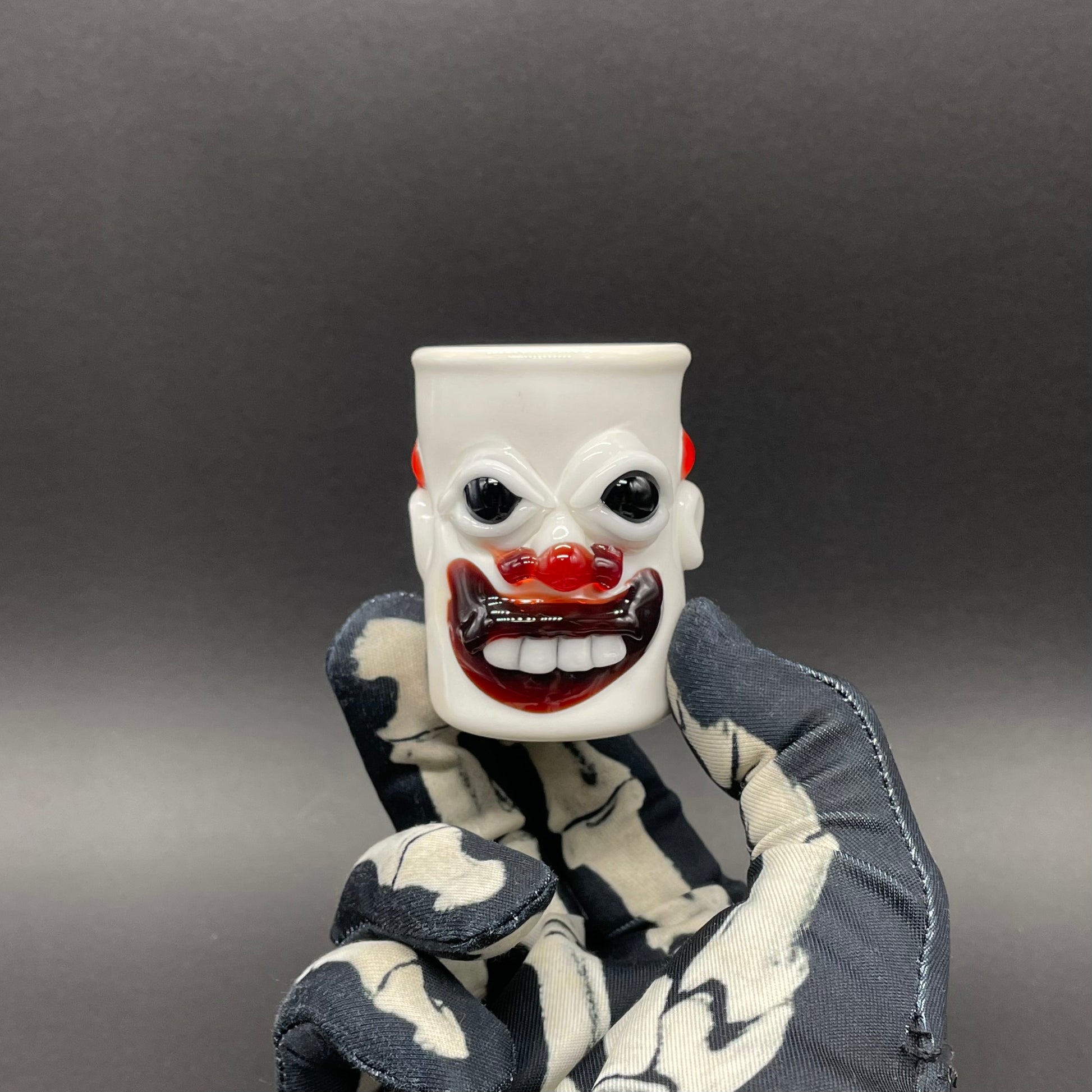Premium Nightmare fuel Evil clown shot glass - collectible glass art