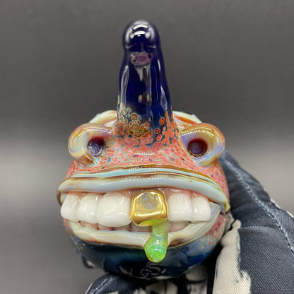 Hand-blown glass Goblin glass ornament by Leviathan Glass